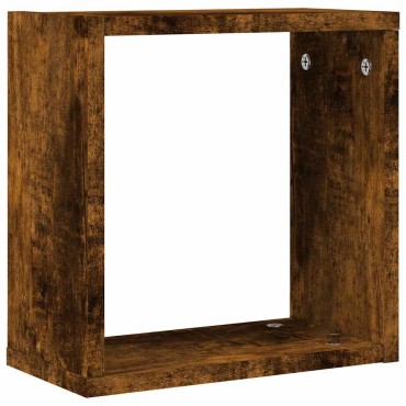 vidaXL Ράφια κύβων τοίχου 2 τεμ. καπνιστή δρυς 30x15x30cm