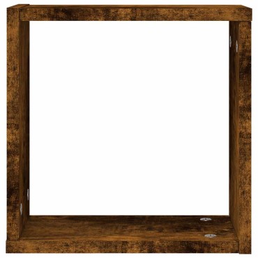 vidaXL Ράφια κύβων τοίχου 2 τεμ. καπνιστή δρυς 30x15x30cm