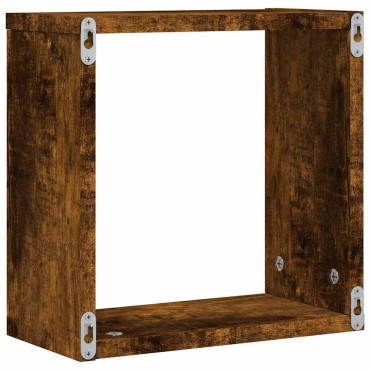 vidaXL Ράφια κύβων τοίχου 2 τεμ. καπνιστή δρυς 30x15x30cm
