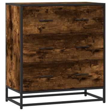 vidaXL Sideboard Καπνιστή βελανιδιά Κατασκευασμένο ξύλο και μέταλλο 68x35x76 cm 1 τεμ.