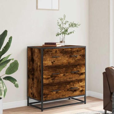 vidaXL Sideboard Καπνιστή βελανιδιά Κατασκευασμένο ξύλο και μέταλλο 68x35x76 cm 1 τεμ.