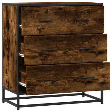 vidaXL Sideboard Καπνιστή βελανιδιά Κατασκευασμένο ξύλο και μέταλλο 68x35x76 cm 1 τεμ.