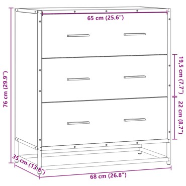 vidaXL Sideboard Καπνιστή βελανιδιά Κατασκευασμένο ξύλο και μέταλλο 68x35x76 cm 1 τεμ.