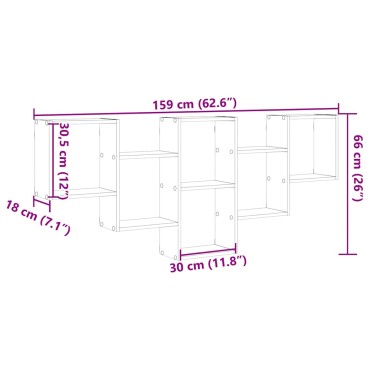 Ράφι τοίχου vidaXL Καπνιστή βελανιδιά 159x18x66cm Κατασκευασμένο ξύλο