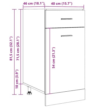 vidaXL Ντουλάπι με Συρτάρια "Lyon" από Τεχνητό Δρυς 40x46x81,5cm από Μηχανικό Ξύλο 1 τεμ.