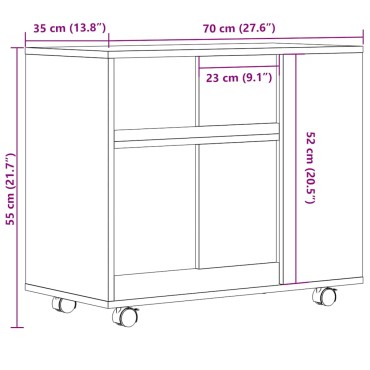vidaXL Side Table Artisan Oak 70x35x55cm Κατασκευασμένο ξύλο