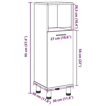 vidaXL Στήλη Μπάνιου Γκρι Σκυροδέματος 30x30x95cm Επεξεργασμένο Ξύλο 1 τεμ.