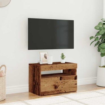 vidaXL Ντουλάπι τηλεόρασης με φώτα LED Παλιό ξύλο Ξύλινη κατασκευή 60x35x40 cm