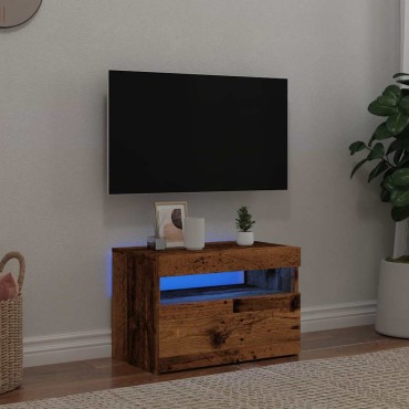 vidaXL Ντουλάπι τηλεόρασης με φώτα LED Παλιό ξύλο Ξύλινη κατασκευή 60x35x40 cm