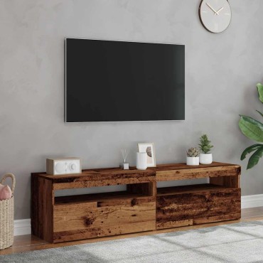 vidaXL σετ ντουλαπιών τηλεόρασης 2 τεμ. με φώτα LED Παλαιό ξύλο 75x35x40 cm