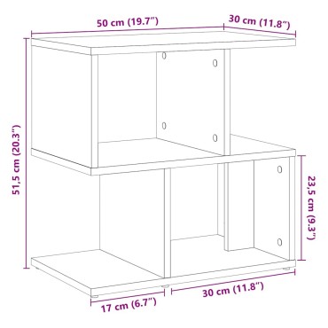 vidaXL Κομοδίνο Artisan Oak 50x30x51,5cm Κατασκευασμένο ξύλο 1 τεμ.