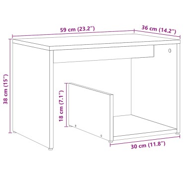 vidaXL Side Table Artisan Oak 59x36x38cm Κατασκευασμένο ξύλο