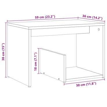 vidaXL Side Table Artisan Oak 59x36x38cm Κατασκευασμένο ξύλο