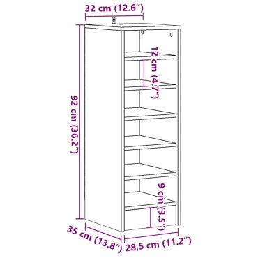 ντουλάπι παπουτσιών vidaXL Παλιό ξύλο 32x35x92cm Κατασκευασμένο ξύλο