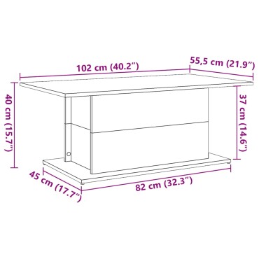 vidaXL Τραπεζάκι σαλονιού Παλιό ξύλο 102x55,5x40cm Ξύλο μηχανής 1 τεμ.