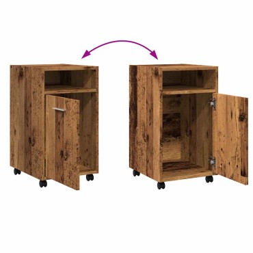 vidaXL Ντουλάπι με ρόδες Παλιό ξύλο 33x38x60cm Ξύλο μηχανής 1 τεμ.