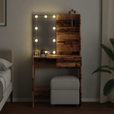 vidaXL Κομοδίνο με LED Παλιό ξύλο 74,5x40x141cm