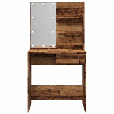 vidaXL Κομοδίνο με LED Παλιό ξύλο 74,5x40x141cm