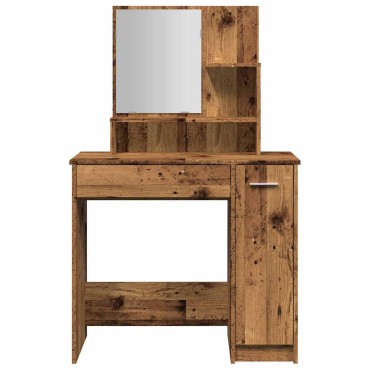 vidaXL Κομοδίνο με καθρέφτη Παλιό ξύλο 86,5x35x136cm