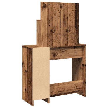 vidaXL Κομοδίνο με καθρέφτη Παλιό ξύλο 86,5x35x136cm