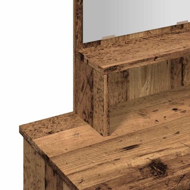 vidaXL Κομοδίνο με καθρέφτη Παλιό ξύλο 86,5x35x136cm
