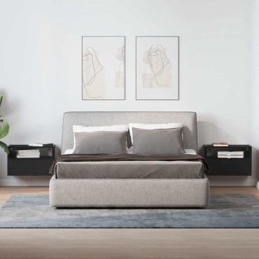 vidaXL Επιτοίχια κομοδίνα 2 τεμ. Μαύρο 45x26x28,5cm