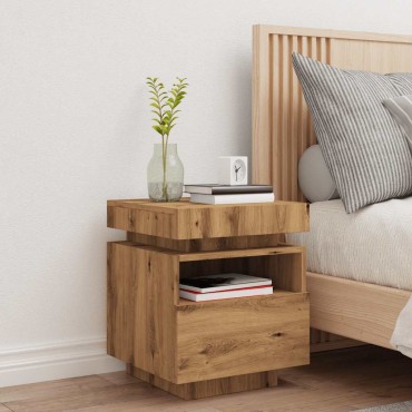 vidaXL Κομοδίνο με φώτα LED Artisan Oak 40x39x48,5cm 1 τεμ.