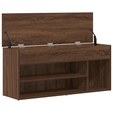 vidaXL Πάγκος παπουτσιών καφέ δρυς 102x30,5x45cm Ξύλο μηχανής