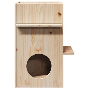 vidaXL Σπίτι για γάτες 43x43x60 cm από μασίφ ξύλο πεύκο