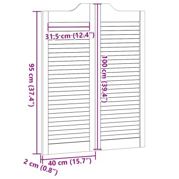 vidaXL Swing Doors Louvred Design 2 ζευγών Λευκό 100x80 cm