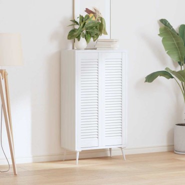vidaXL Πόρτες ντουλαπιών Louvred Design 2 τεμάχια Λευκό 99x29,5 cm