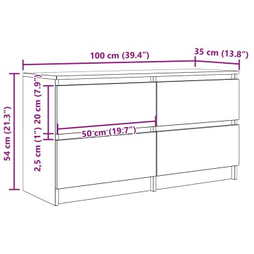 vidaXL Έπιπλο Τηλεόρασης Καφέ Δρυς 100x35x54cm Επεξ. Ξύλο