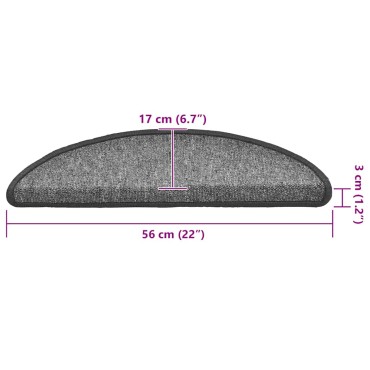 vidaXL Πατάκια για σκάλες 20 τεμάχια Σκούρο Γκρι 56x17x3 εκ.