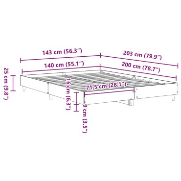 vidaXL Πλαίσιο κρεβατιού χωρίς στρώμα 140x200 εκ. Επεξεργασμένο Ξύλο