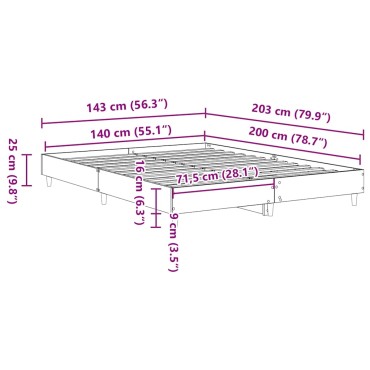 vidaXL Πλαίσιο κρεβατιού χωρίς στρώμα 140 x 200 εκ. Επεξεργασμένο Ξύλο
