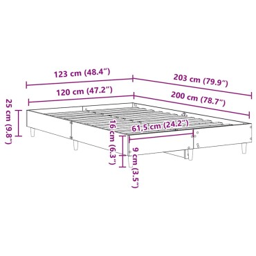 vidaXL Πλαίσιο κρεβατιού χωρίς στρώμα 120x200 εκ. Επεξεργασμένο Ξύλο