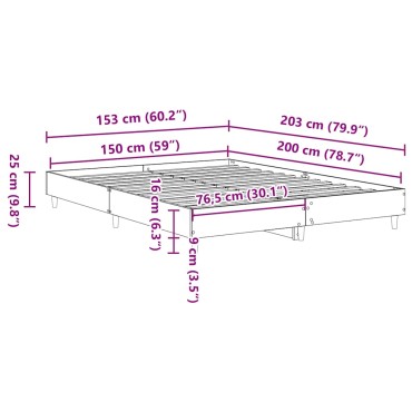 vidaXL Πλαίσιο κρεβατιού χωρίς στρώμα 150x200 εκ. Επεξεργασμένο Ξύλο