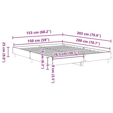 vidaXL Πλαίσιο κρεβατιού χωρίς στρώμα 150x200 εκ. Επεξεργασμένο Ξύλο