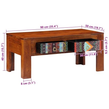 vidaXL Τραπεζάκι Σαλονιού 90x50x40cm από Μασίφ Ξύλο Ακακίας 1 τεμ.