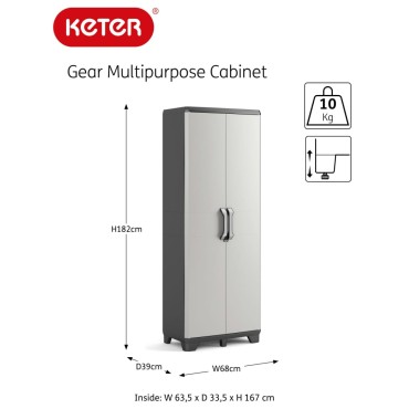 Keter Ντουλάπα Αποθήκευσης Πολυχρηστική Gear Μαύρο / Γκρι 68x39x182cm