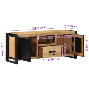 vidaXL Ντουλάπι τηλεόρασης 100x30x40cm Στερεό ακατέργαστο ξύλο Mango