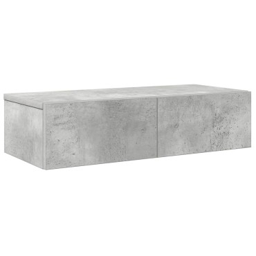 vidaXL Ράφι τοίχου με συρτάρια Γκρι μπετόν 60x26,5x15cm Ξύλο μηχανής 1 τεμ.