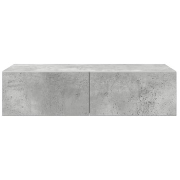 vidaXL Ράφι τοίχου με συρτάρια Γκρι μπετόν 60x26,5x15cm Ξύλο μηχανής 1 τεμ.