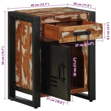 vidaXL Κομοδίνο Πολύχρωμο 40x30x50cm Στερεό ξύλο ανακυκλωμένο 1 τεμ.