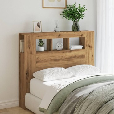 vidaXL LED κεφαλάρι Artisan Oak 120x18,5x103,5cm Κατασκευασμένο ξύλο
