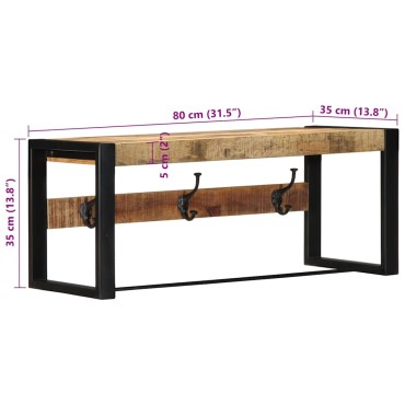 vidaXL Ράφι για παλτά 80x35x35 cm Στερεό ακατέργαστο ξύλο Mango