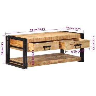 vidaXL Τραπεζάκι σαλονιού 90x50x38cm Στερεό ακατέργαστο ξύλο Mango 1 τεμ.