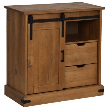 vidaXL Sideboard HALDEN με συρόμενη πόρτα 80x40x80cm μασίφ ξύλο 1 τεμ.