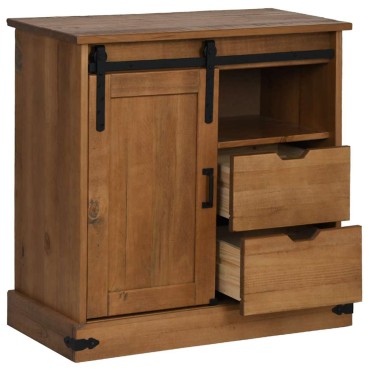 vidaXL Sideboard HALDEN με συρόμενη πόρτα 80x40x80cm μασίφ ξύλο 1 τεμ.