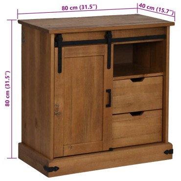 vidaXL Sideboard HALDEN με συρόμενη πόρτα 80x40x80cm μασίφ ξύλο 1 τεμ.